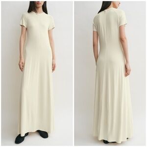 New Toteme Fluid Jersey Dress Ecru White Maxi Minimalist Sz M
